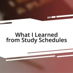 What I Learned from Study Schedules