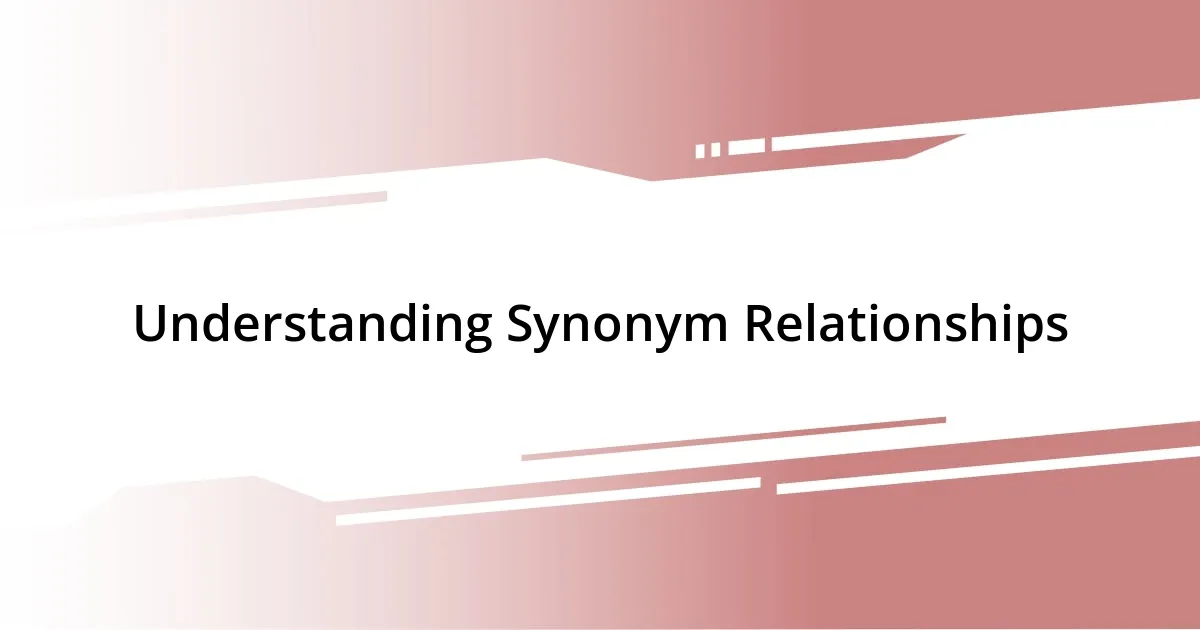 Understanding Synonym Relationships